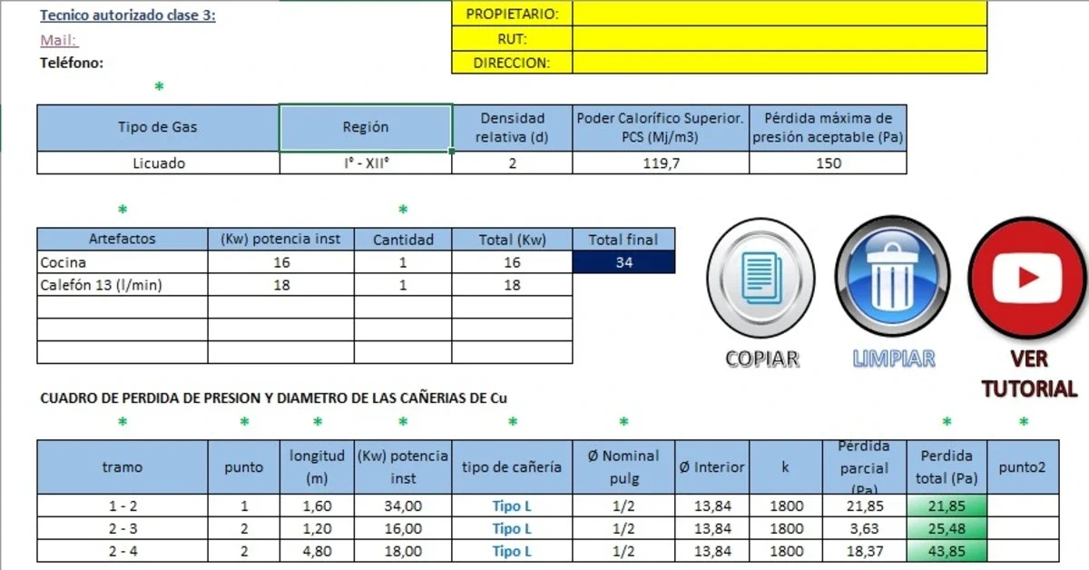 memoria de calculo de instalaciones de gas